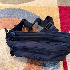 Like-New Totes Black Canvas Fanny Pack Waist Bag Adjustable Unisex Adult Size